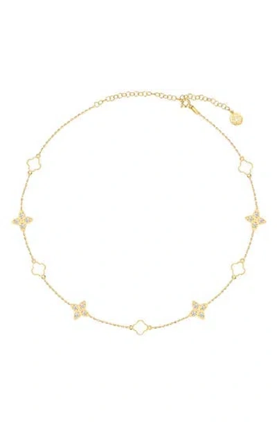 Gabi Rielle Effortless Staples Bloom & Luck Charm Necklace In Gold/white