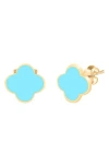 Gabi Rielle 14k Over Silver Clover Earrings In Gold/turquoise