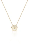 Gabi Rielle Effortless Staples Inlay Flower Pendant Necklace In Gold/ Pearl
