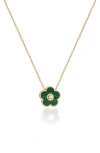 Gabi Rielle Effortless Staples Inlay Flower Pendant Necklace In Gold/malachite
