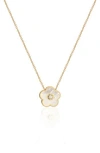 Gabi Rielle Effortless Staples Inlay Flower Pendant Necklace In Gold/pearl