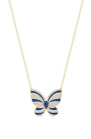 Gabi Rielle 14k Over Silver Lovestruck Collection Cz Butterfly Necklace In Gold/blue