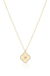 Gabi Rielle Effortless Staples Pavé Clover Pendant Necklace In Gold