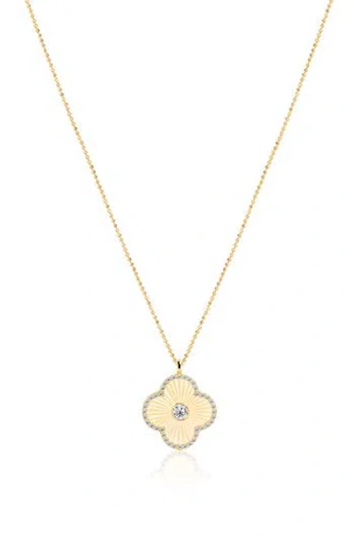Gabi Rielle Effortless Staples Pavé Clover Pendant Necklace In Gold