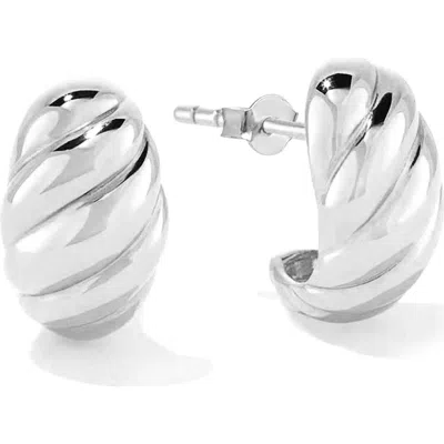 Gabi Rielle Silver Lovestruck Collection Cz Dome J Huggie Earrings