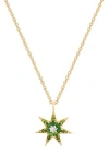 Gabi Rielle Emerald Shades Cubic Zirconia Star Pendant Necklace In Gold