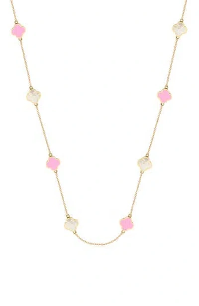 Gabi Rielle Enamel & Mother-of-pearl Clover Station Necklace