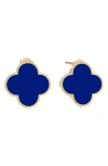 Gabi Rielle Enamel Clover Stud Earrings In Gold/blue