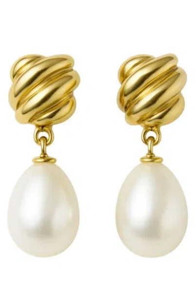 Gabi Rielle 18k Over Silver Pearl Dangle Earrings In Gold