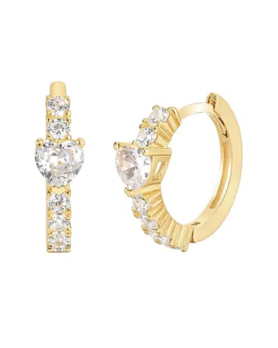 Gabi Rielle Femme Felling 14k Over Silver Cz Hoop Earrings In Gold