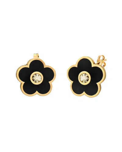 Gabi Rielle Femme Felling 14k Plated Black Agate Cz Post Earrings