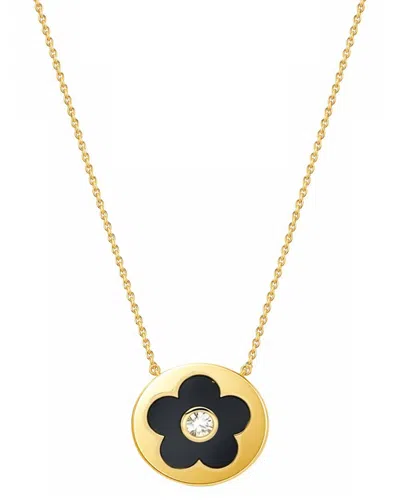 Gabi Rielle Black Onyx Flower Disc Necklace In Gray