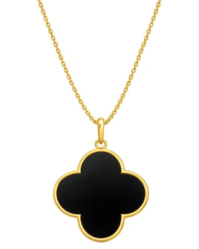 Gabi Rielle Femme Felling 14k Plated Black Agate Stackable Necklace In Gold