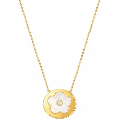 Gabi Rielle Flower Disc Pendant Necklace In Gold