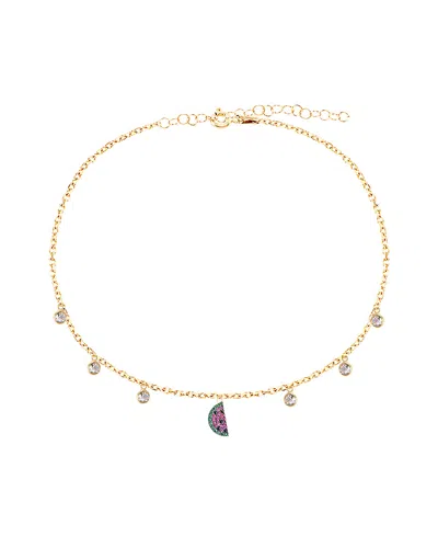 Gabi Rielle Gold Over Silver Cz Anklet In Pattern