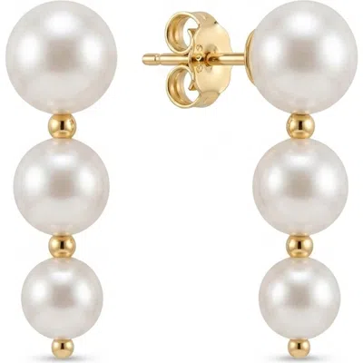Gabi Rielle Imitation Pearl Linear Drop Earrings In Gold