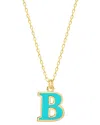 Gabi Rielle Vacay Dreamy Collection 14k Gold Plated Sterling Silver Turquoise French Enamel Initial Necklace