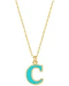 Gabi Rielle Vacay Dreamy Collection 14k Gold Plated Sterling Silver Turquoise French Enamel Initial Necklace