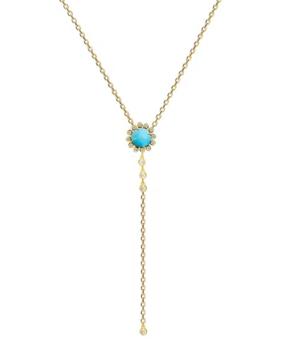 Gabi Rielle Love In Bloom 14k Over Silver Cz Flower Lariat Necklace
