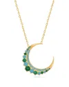 Gabi Rielle Love In Bloom 14k Over Silver Cz Moon Pendant Necklace