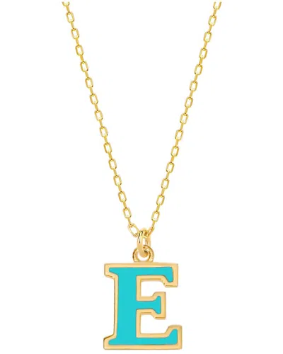 Gabi Rielle Vacay Dreamy Collection 14k Gold Plated Sterling Silver Turquoise French Enamel Initial Necklace In Gold- E