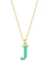 Gabi Rielle Vacay Dreamy Collection 14k Gold Plated Sterling Silver Turquoise French Enamel Initial Necklace