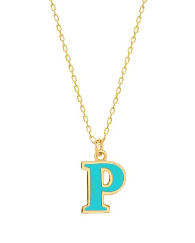 Gabi Rielle Vacay Dreamy Collection 14k Gold Plated Sterling Silver Turquoise French Enamel Initial  In Multi