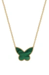 Gabi Rielle Malachite Inlay Butterfly Pendant Necklace In Gold