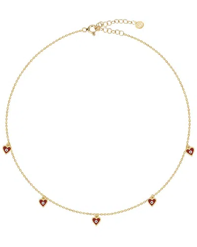Gabi Rielle Merry & Bright 14k Over Silver Cz Evil Eye Heart Necklace