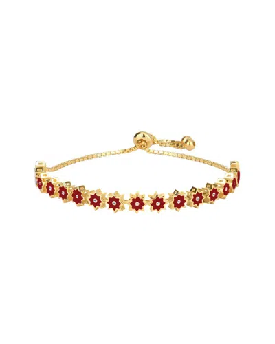 Gabi Rielle 14k Gold Plated Sterling Silver & Enamel Crystal Red Star Pull Cord Bracelet