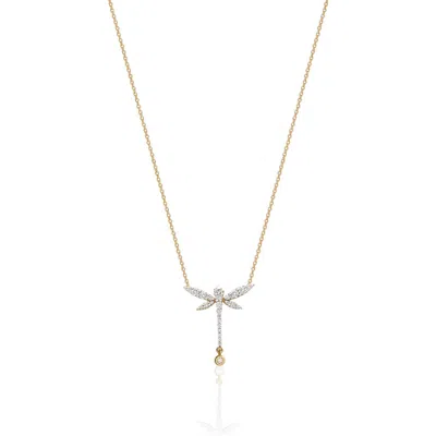 Gabi Rielle Mini Dragonfly Cz Pendant Necklace In Gold