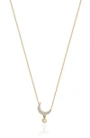Gabi Rielle 14k Over Silver Cz Mini Moon Necklace In Gold