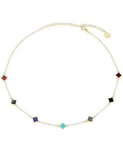 Gabi Rielle Modern Touch Collection 14k Over Silver Clover Necklace In Brown