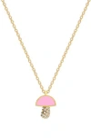 Gabi Rielle Mushroom Cubic Zirconia Pavè Pendant Necklace In Gold/pink