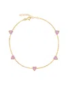 Gabi Rielle Next-level Layering 14k Over Silver Cz & Enamel Heart Ankle Bracelet
