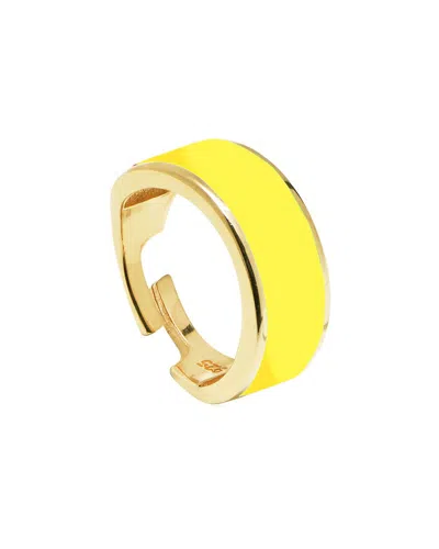 Gabi Rielle Next-level Layering 14k Over Silver Enamel Adjustable Cigar Band Ring In No Color