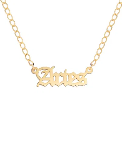 Gabi Rielle Next-level Layering 14k Over Silver Gothic Script Aries Necklace In Gold