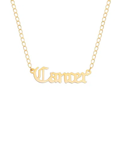 Gabi Rielle Next-level Layering 14k Over Silver Gothic Script Cancer Necklace In Gold