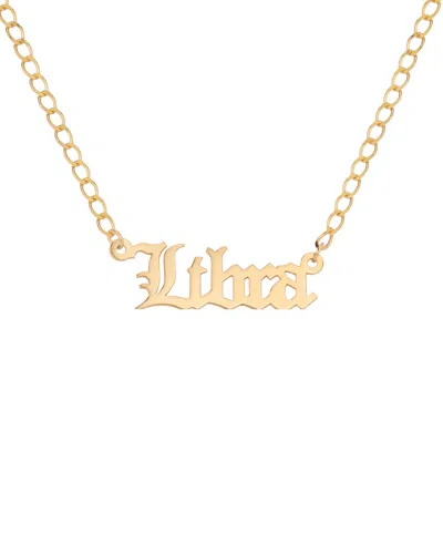 Gabi Rielle Next-level Layering 14k Over Silver Gothic Script Libra Necklace In Gold