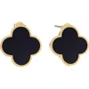 Gabi Rielle Onyx Clover Stud Earrings In Gold