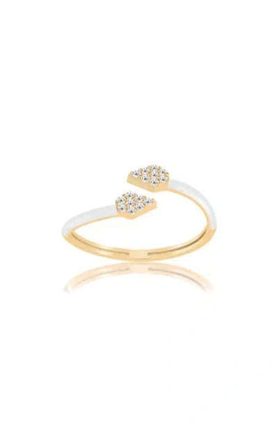 Gabi Rielle Pavé Crystal Enamel Bypass Ring In Gold