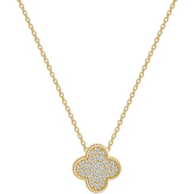 Gabi Rielle Pavé Cubic Zirconia Clover Pendant Necklace In Gold