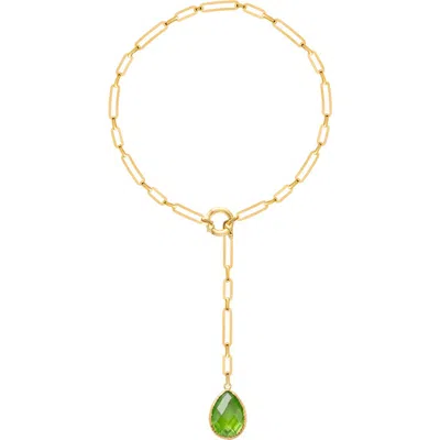 Gabi Rielle Prasiolite Lariat Necklace In Gold