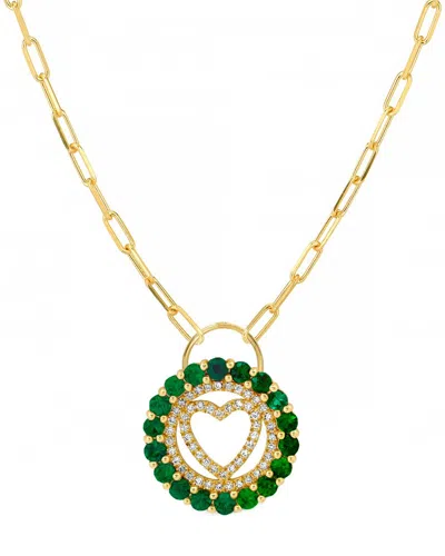 Gabi Rielle Rise Above The Crowd Collection 14k Over Silver Cz Heart Paperclip Necklace In Gold