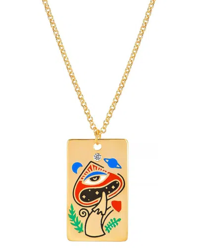 Gabi Rielle Rise Above The Crowd Collection 14k Over Silver Cz Mushroom Pendant Necklace