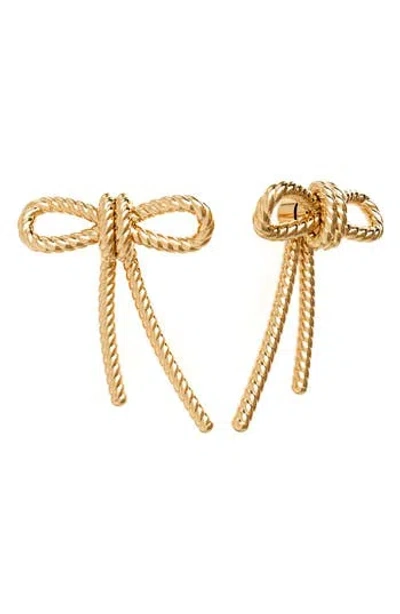 Gabi Rielle Rope Textured Bow Stud Earrings In Gold