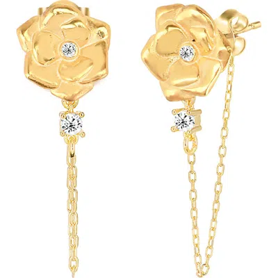 Gabi Rielle Rosebud Cz Chain Drop Earrings In Gold