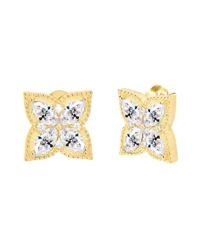 Gabi Rielle Shining Moment 14k Over Silver Cz Clover Studs