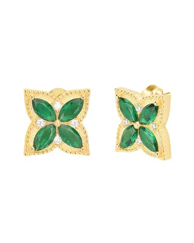 Gabi Rielle Shining Moment 14k Over Silver Cz Mossy Clover Studs In Gold