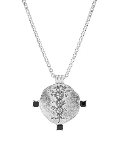 Gabi Rielle Silver Crystal Power Of The Serpents Medallion Necklace In Metallic